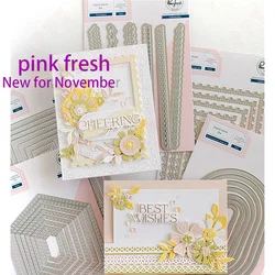 Pink Scrapbooking Die 2024 New Metal Cutting Dies Fresh Nested Rectangles Postage Edge Frame Die Mold DIY Greeting Card Handmade