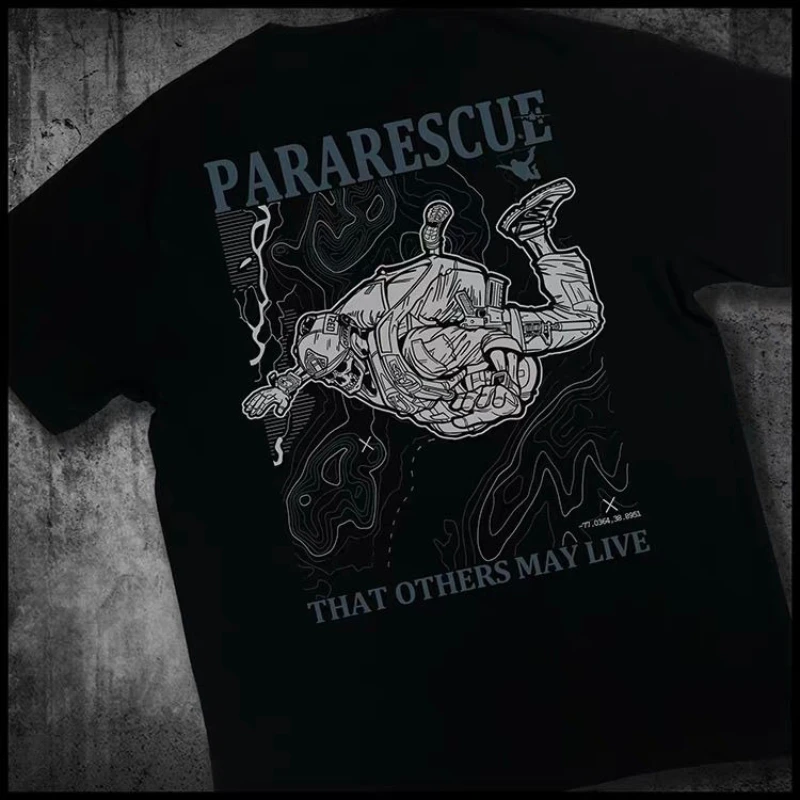 

2026 Воздушно-десантная спасательная пергарация PJ Футболка с короткими рукавами для спецназа Военная тактическая футболка с круглым вырезом в стиле милитари Мужской повседневный топ