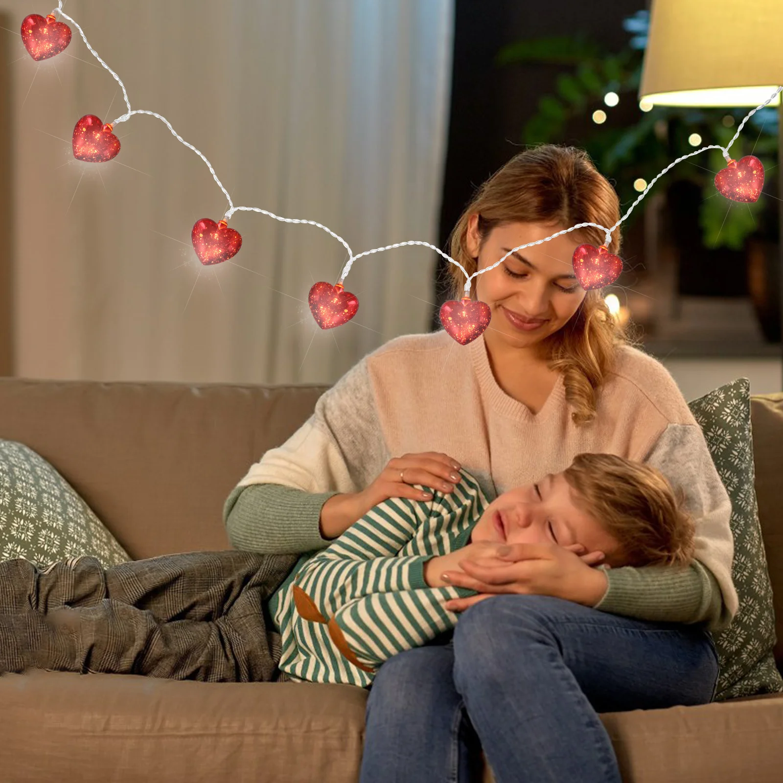 LED سلسلة أضواء القلب 10 المصابيح رومانسية عيد الحب ديكور نافذة داخلية 1.5 متر LED مصابيح حفلات لوازم حفلات عيد الحب #6