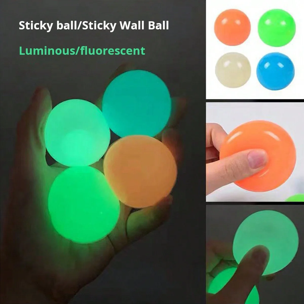 5 pcs/10 pcs Glow in The Dark Sticky Stressbal Zintuiglijke Fidget Speelgoed voor Volwassenen & Kinderen, angst Relief Grip Fun Party Gunsten