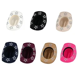 Combhasaki Women Men Cowgirl Hat Wide Brim Sequined Rhinestone Star Western Hats for Wedding Carnival Rave Party Travel Costume