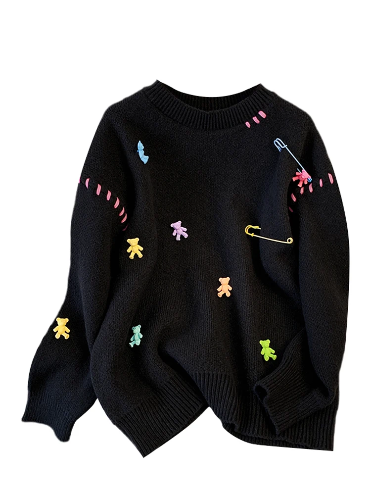 

Thiened Sweet Sle вязаный свитер женский модный топ ранней осени для похудения хлопковый длинный свек круглый Ne повседневная одежда