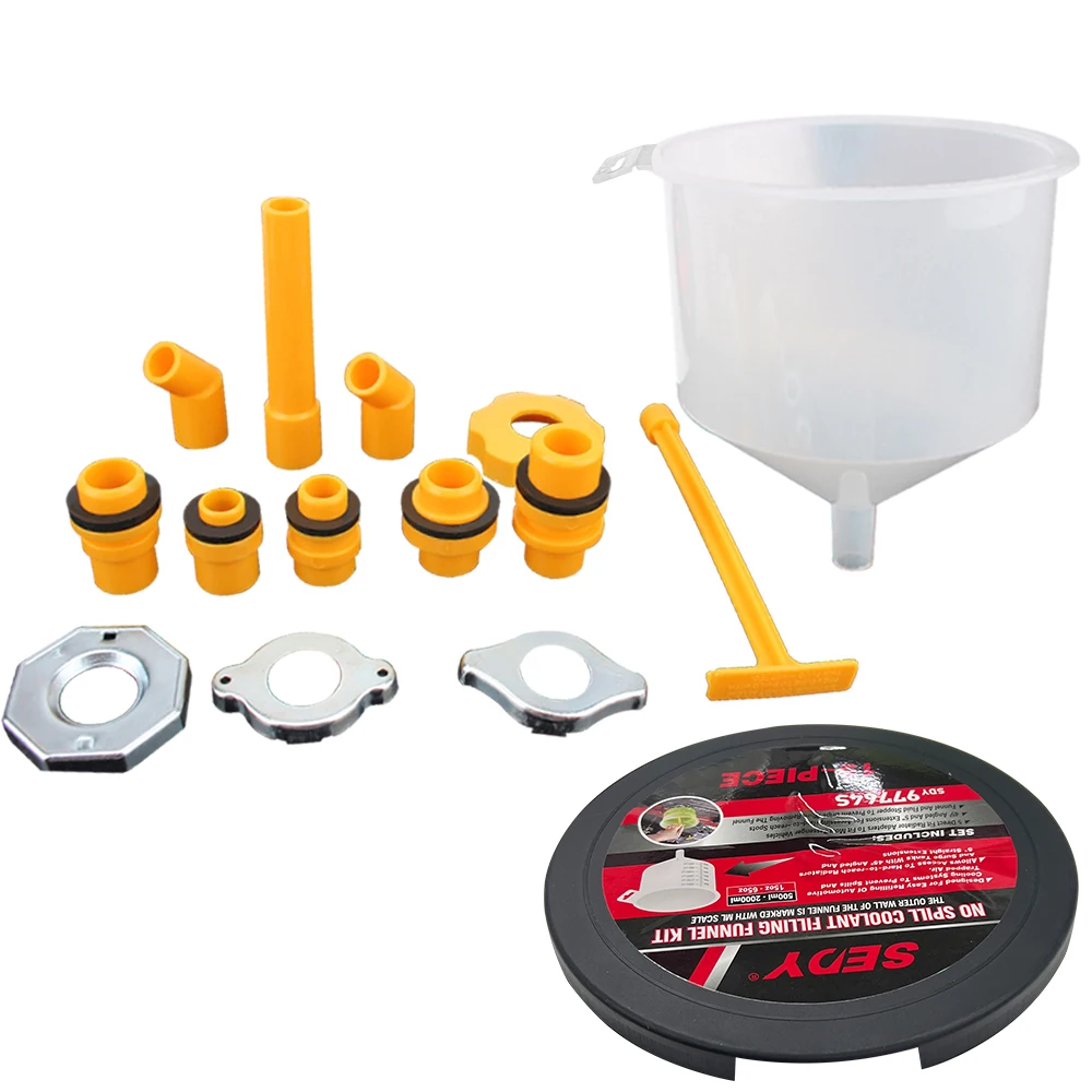15Pcs/Set Plastic Filling Funnel Spout Spill Proof Coolant Filling Kit Fit Universal Vehicles