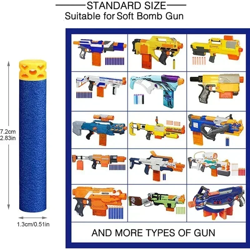 柔らかい青いEVAフォームダーツ,子供用の中空ダーツ,nerf用の詰め替え弾丸,エリートシリーズ,銃の付属品,7.2x1.3cm, 50個