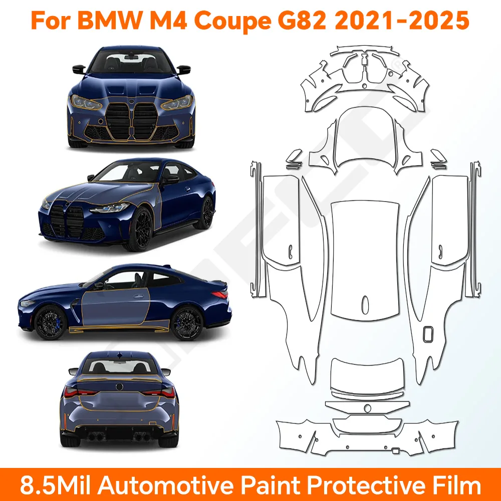 

TPU For BMW M4 Coupe G82 2021-2025 Paint Protection Film Clear Bra Car Body Pre-Cut PPF Anti-Scratch Resistant Invisible Cover