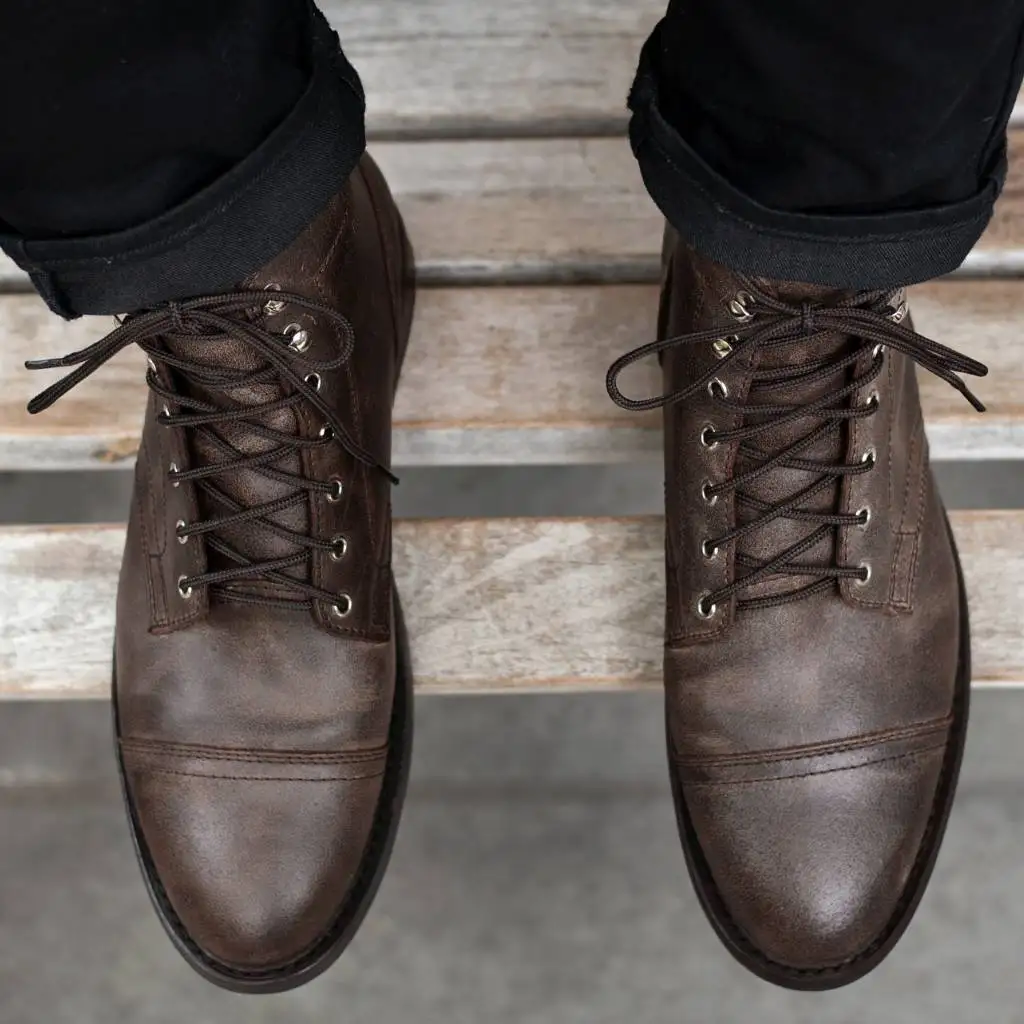 Vintage Renaissance Cosplay Round Toe Work Boots High Top Motorcycle Shoes High Quality Black Lace-Up Matte Men's Shoes 2025 - Image 3