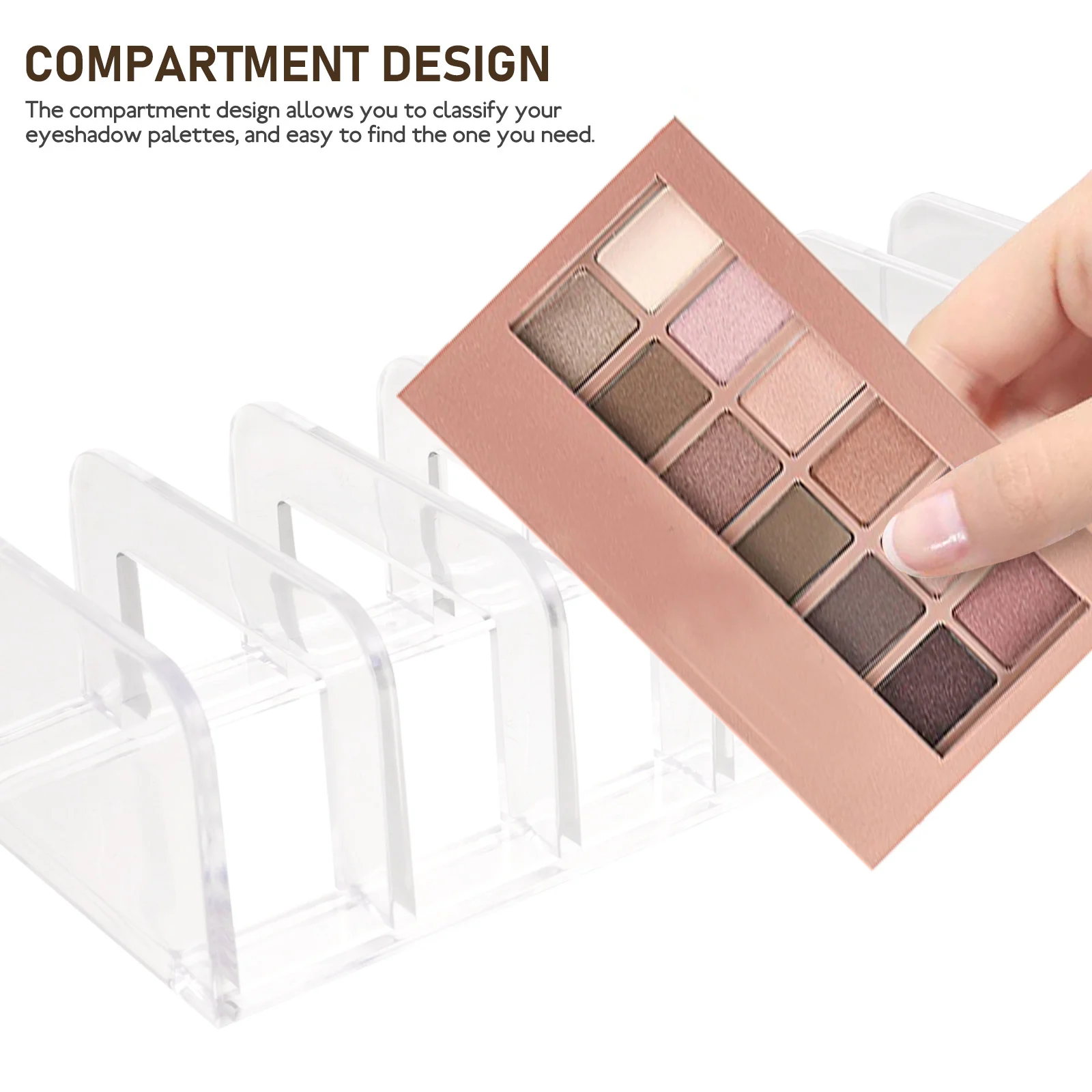 

Multi-Functional Eyeshadow Organizer 7 Slot Clear Case for Makeup Palettes Blusher Gloss Compact Storage Vanity Supply Holder