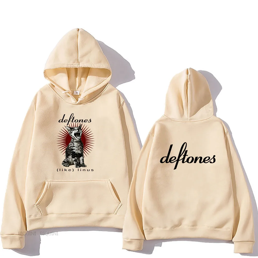 Hot Sale Deftones Cat Graphic Print Hoodies Long Sleeve Men Women Clothing Rap Heavy Metal Band Brand Sweatshirts Tops Man Hoody