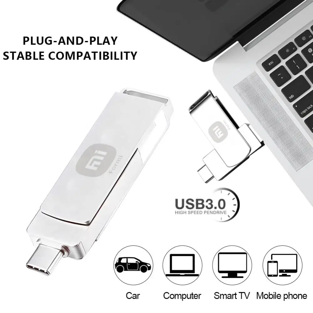 Formi 2 In 1 USB 3.0 Flash Drives Type-C Pen Drive 2TB Memory Stick 128GB 256G 512G High Speed Pendrive For Phone/Tablets/PC