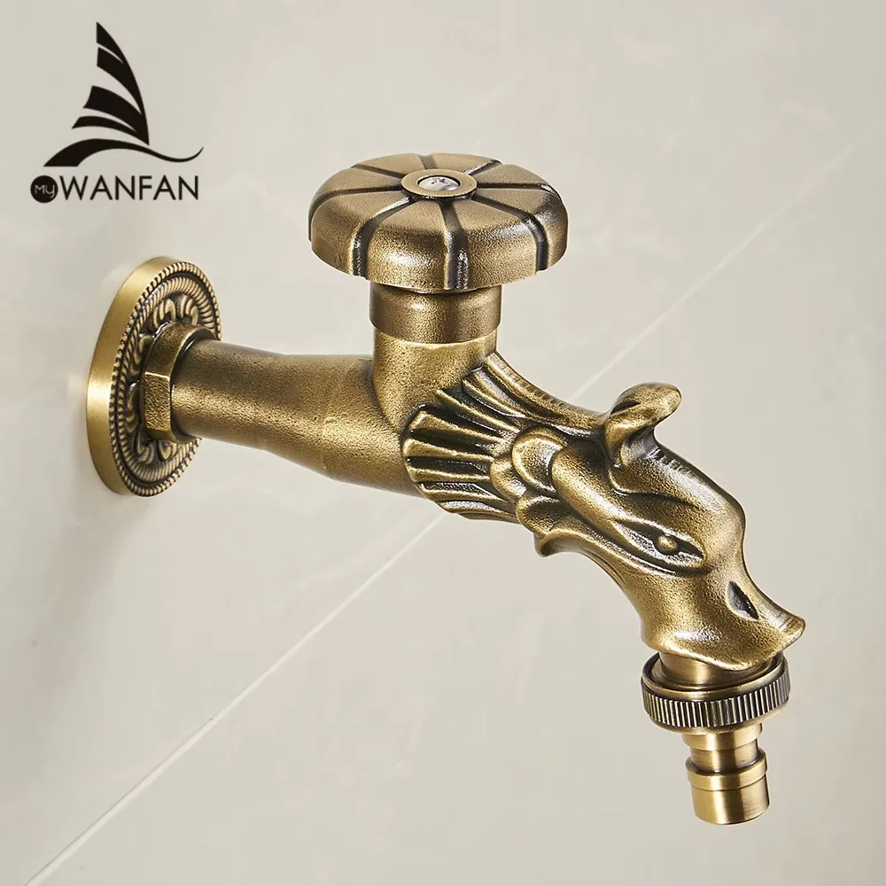 

Antique Bidcock Faucet Bronze Dragon Carved Tap Bathroom Mop Faucet Washing Machine Faucet Outdoor Faucet For Garden 811637