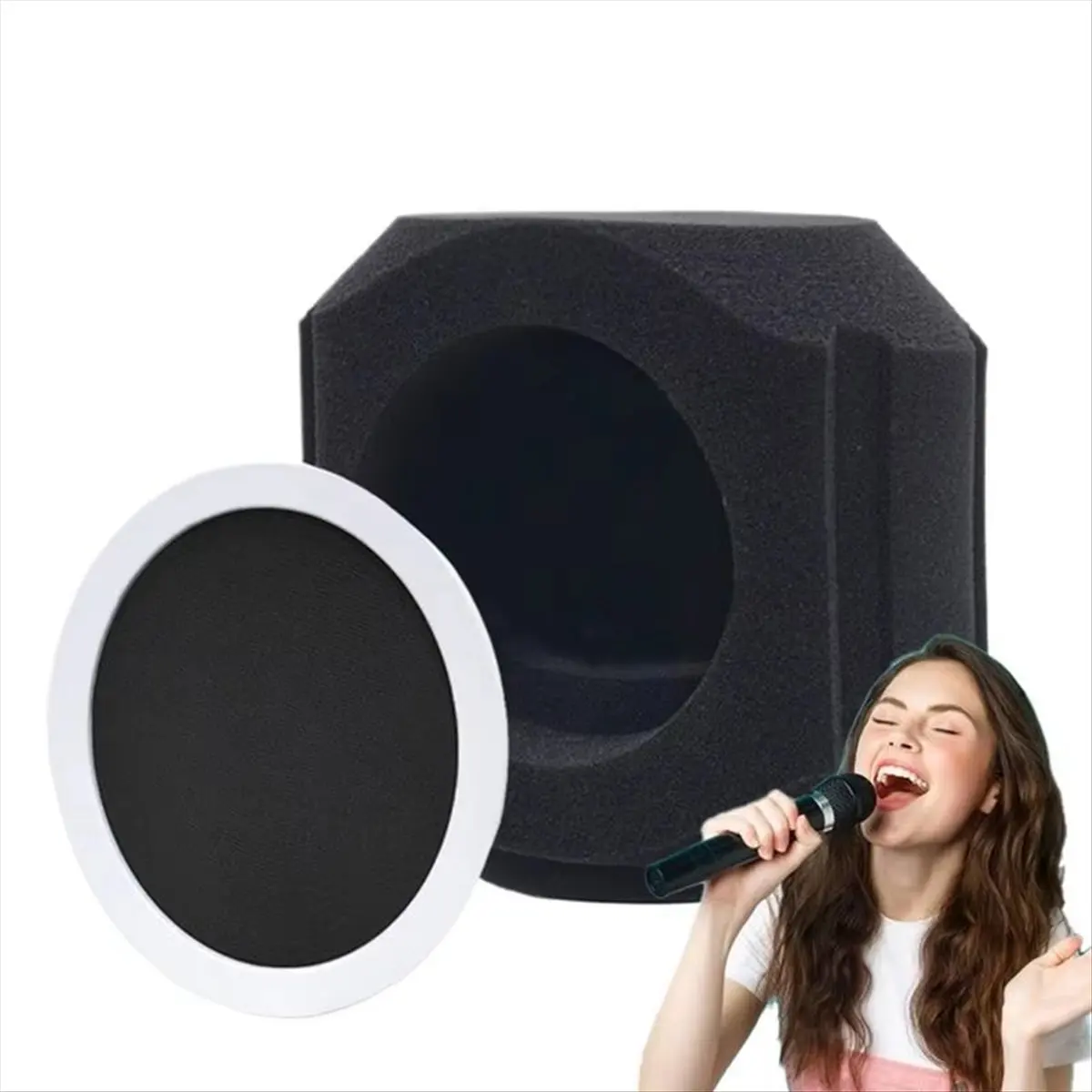 A40I Mic Isolation Shield Filter Wind Shield Acoustic for Record Studios Mic Sound-Absorbing Foam Vocal Isolation Ball Black