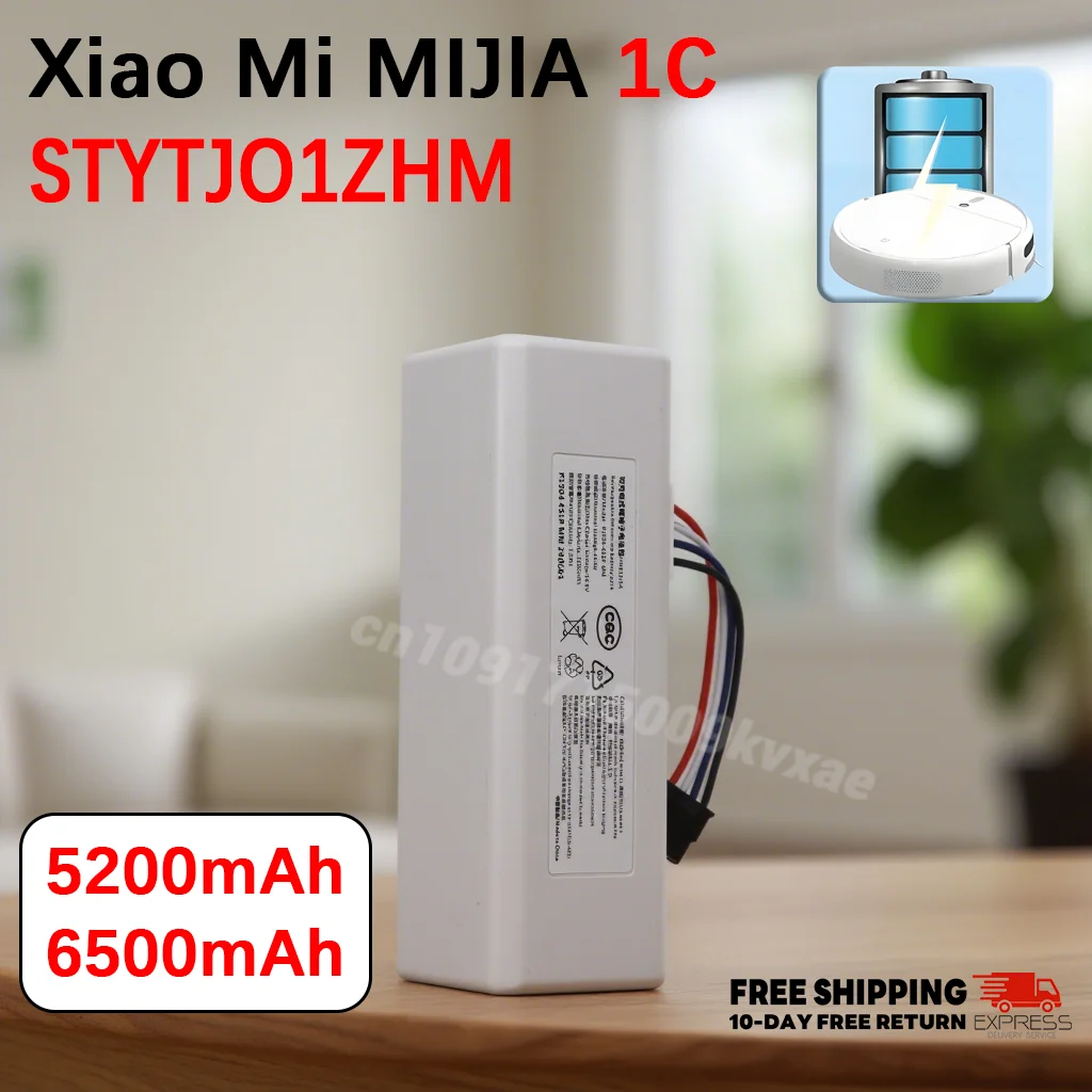 

High-Capacity 14.4V 5600/6500mAh P1904-4S2P-MM Rechargeable battery for MiJia 1C STYTJ01ZHM Robot Vacuum Mop Accessories