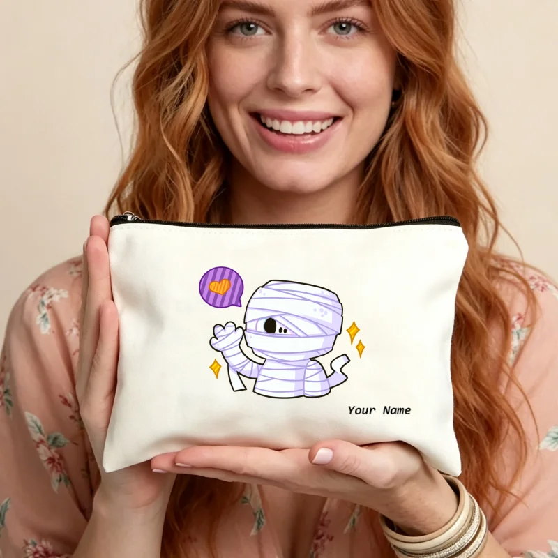 Beauty Halloween Makeup - Niedliche Kosmetiktasche mit Mumien-Print, Halloween-Motiv, Kosmetikbeutel