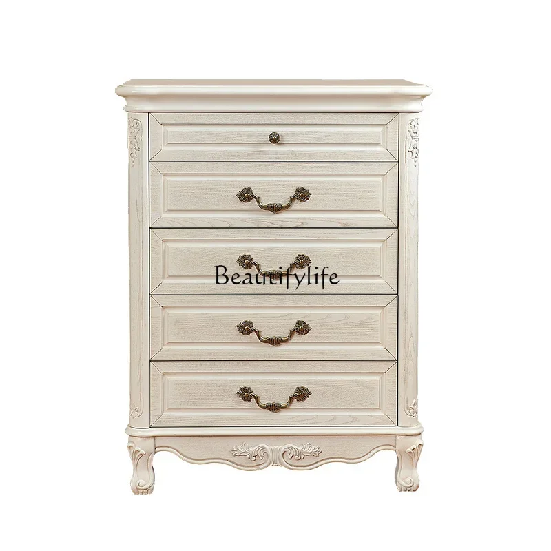 

FG28Solid wood chest of drawers, white pastoral furniture, elegant, antique white