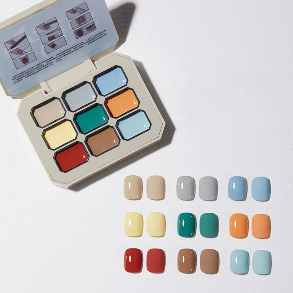 洗練されたネイルポリッシュシェード カラフルなネイルポリッシュセット 女性/女の子向け 長持ちするジェルパレット 9つのソリッドクリームシェード入り