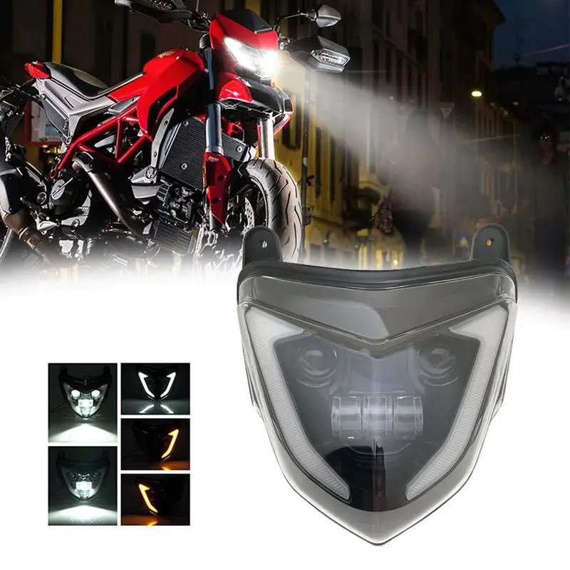 

Black LED Headlight With Yellow Turn Signal Light DRL For Ducati Hypermotard 821 939 950