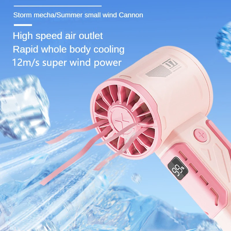 2024 Mecha High Speed Jet Fan 100 Speed High Wind Cooling Fan USB Rechargeable Mini Portable Silent Handheld Fan