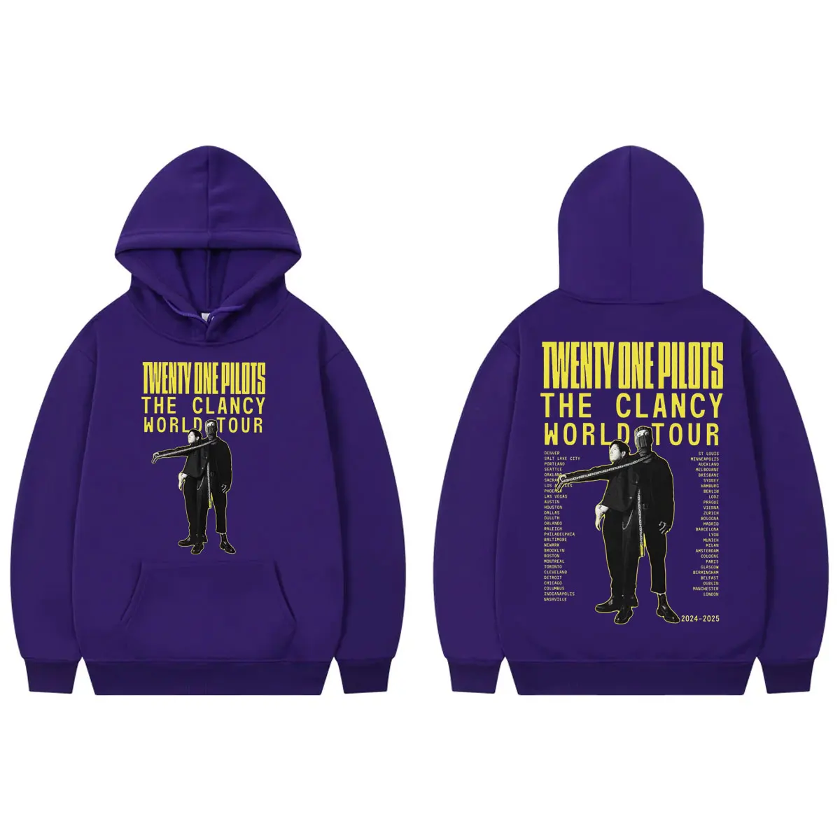 Rock Band Twenty One Pilots Double Sided Graphic Hoodie Clancy World Tour 2024 Sweatshirts Men Women Vintage Fashion Pullovers