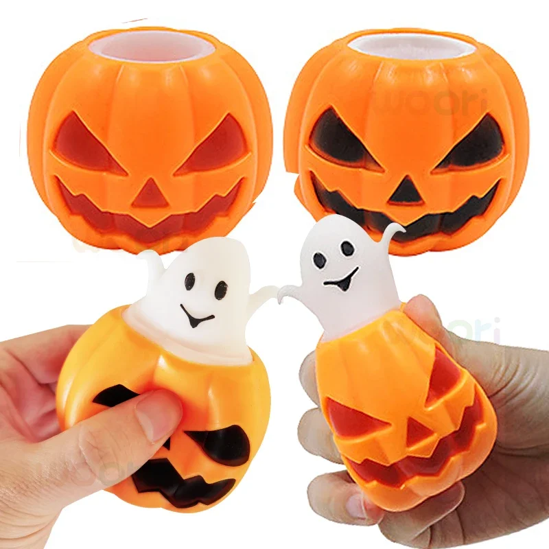 Halloween Ghost Squeeze Pumpkin TPR Ghost Cup Toys Decompression Fidget Antistress Sensory Stress Reliefing Gift For Kids Adults