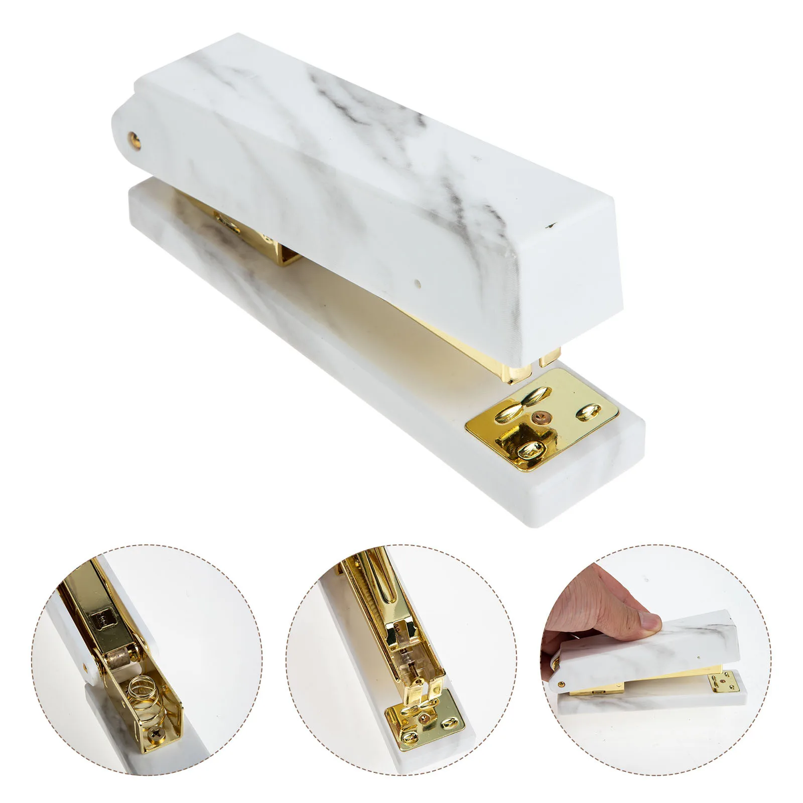 دباسة ذهبية شديدة التحمل تدوم طويلاً، أداة تدبيس مريحة، ملحقات سطح المكتب الاحترافية لتنظيم المكتب والمنزل #1