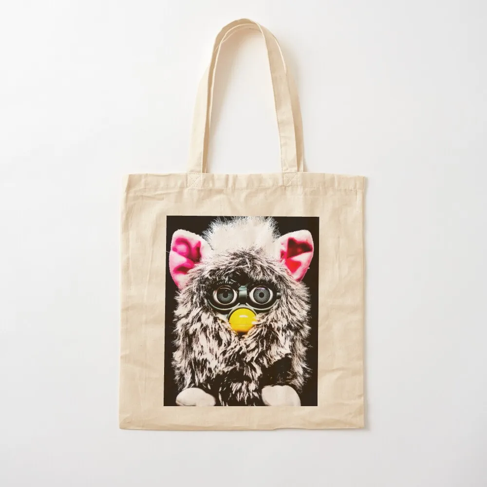 حقيبة يد من Pop Artish Gray Furby حقيبة يد للسيدات حقيبة قماش كبيرة للنساء