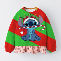 Autumn Clothes Girls Sweatshirt Autumn Christmas Lilo & Stitch New Style Casual Stylish Little Girl Round Neck Long Sleeve Top L