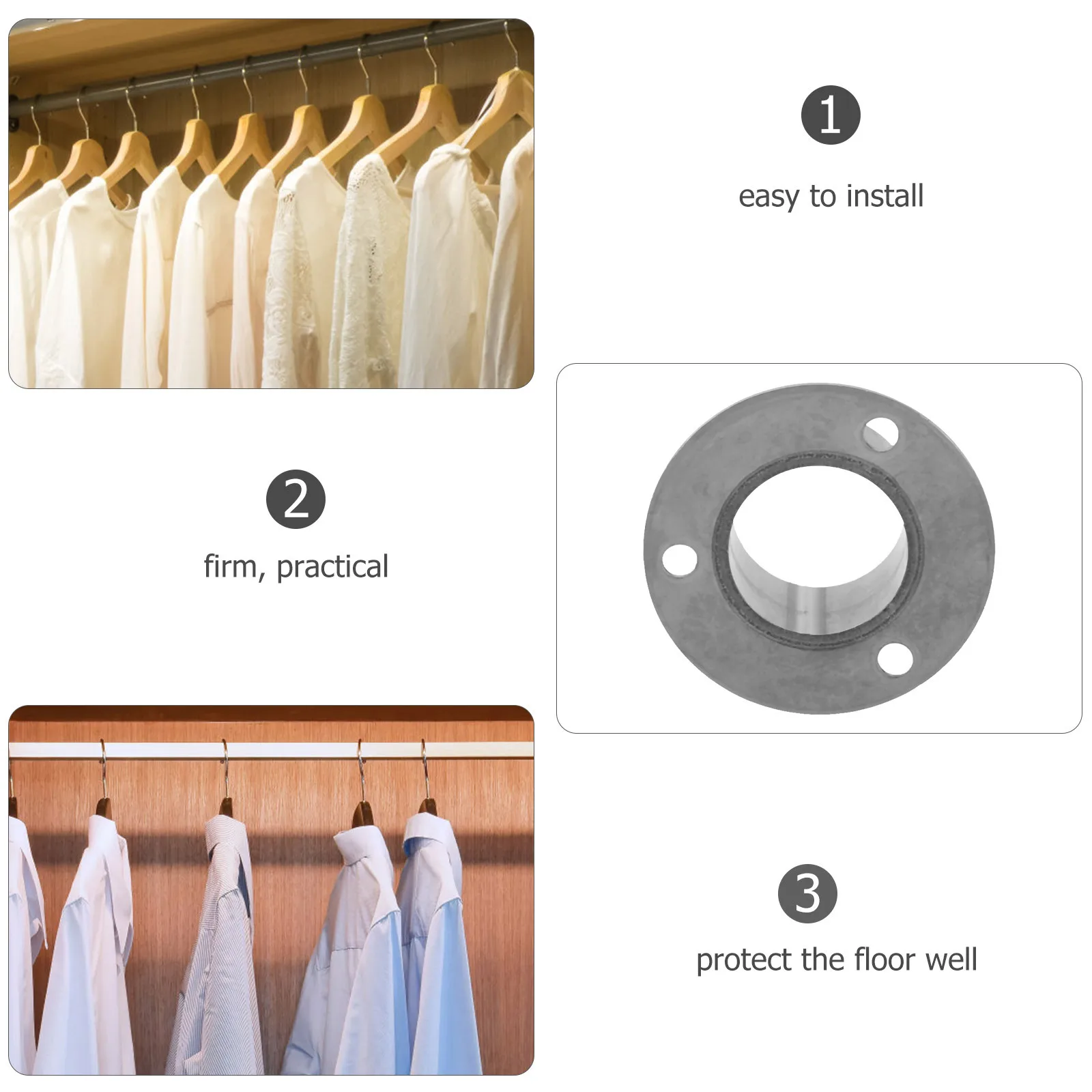 

Heavy Duty Stainless Steel Closet Rod Base Towel Flange Holder Easy Install Shower Curtain Support Shower Curtain Rod Holder