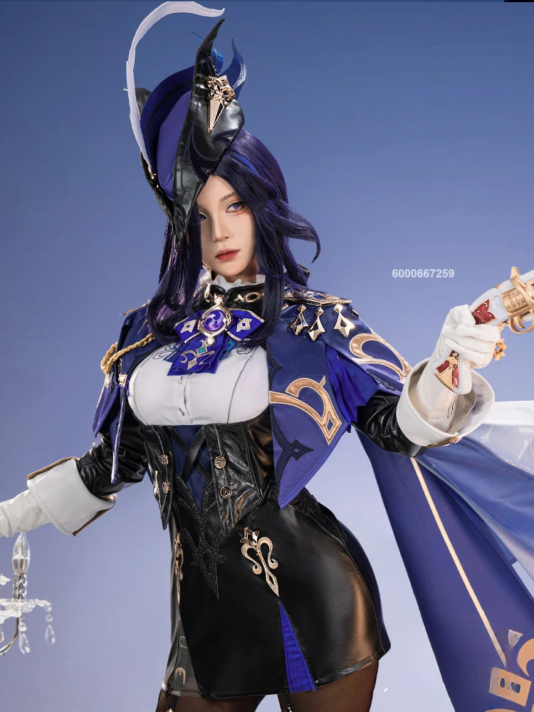 Genshin Impact Clorinde Cosplay Costume Sexy Dress with Hat and Cloak Fontaine Champion Duelist Halloween Party Full Set Outfit