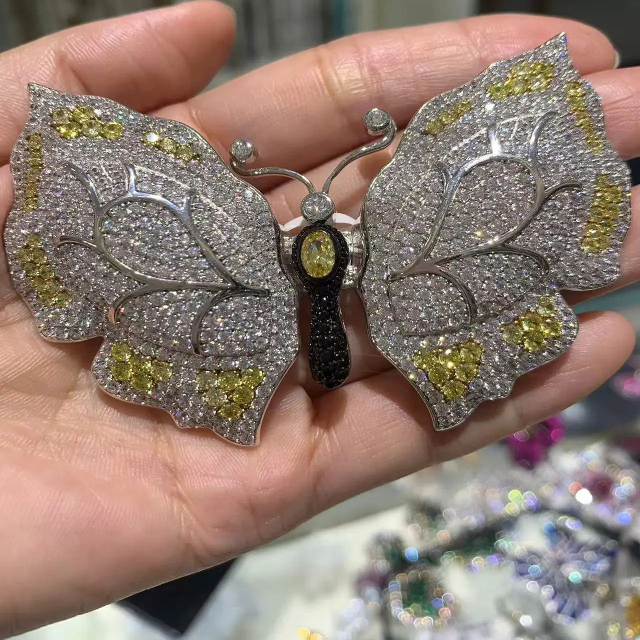 big butterfly brooch 925 sterling silver with cubic zircon luxury fine women jewerly