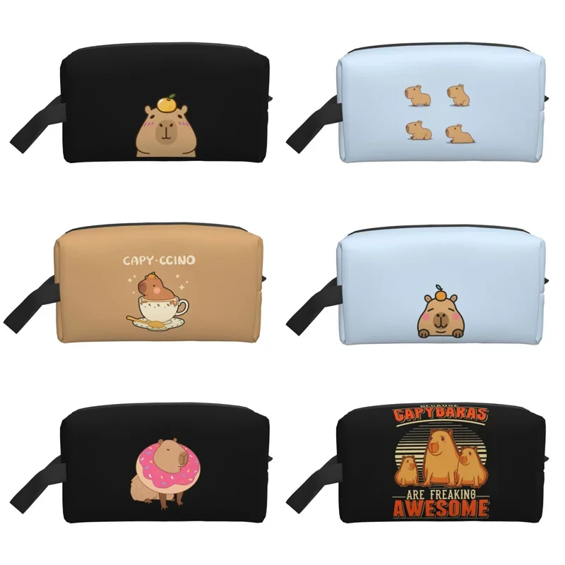 Capybara Print Portable Travel Toiletry Bag Skincare and Bathing Storage Bag Waterproof Makeup Bag Large Capacity Cosmetic Bag