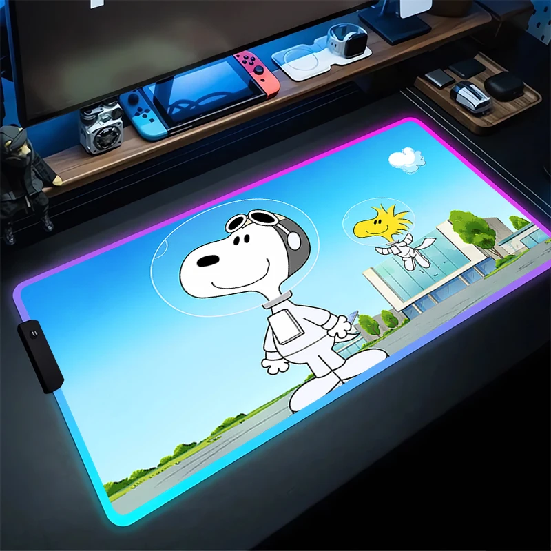 RGB Large Gaming Mouse Pad S-Snoopy Laptop Mat Gaming Mousepad Backlit Keyboard Gamer Table Pads Girl Home Decor Kawaii coaster