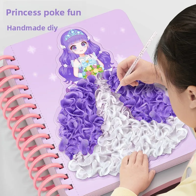 

Princess Poke Fun Girl Toys Children Handmade DIY Material Pack Make Yourself Dress Up Poke Poke Painting Gift Puzzle
