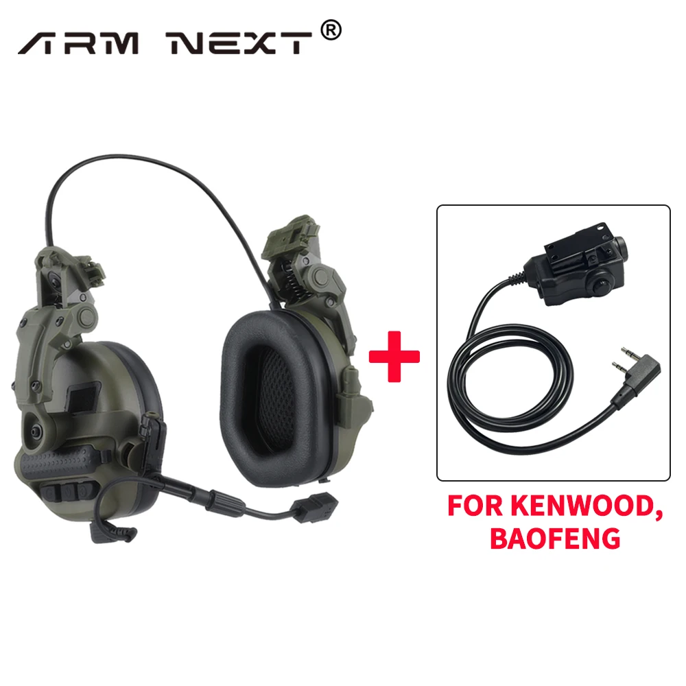 ARM NEXT F30 Army Shooting Earmuffs Tactical Helmet Headset+ PTT Adapter Electronic Hearing Protector Equipped with ARC Rail