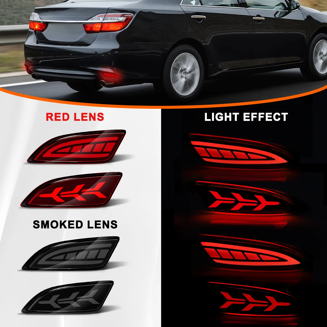 

Светодиодные отражатели заднего бампера для Toyota Camry 2015 2016, проточные динамические указатели поворота, стоп-сигналы, автомобильные аксессуары 12 В