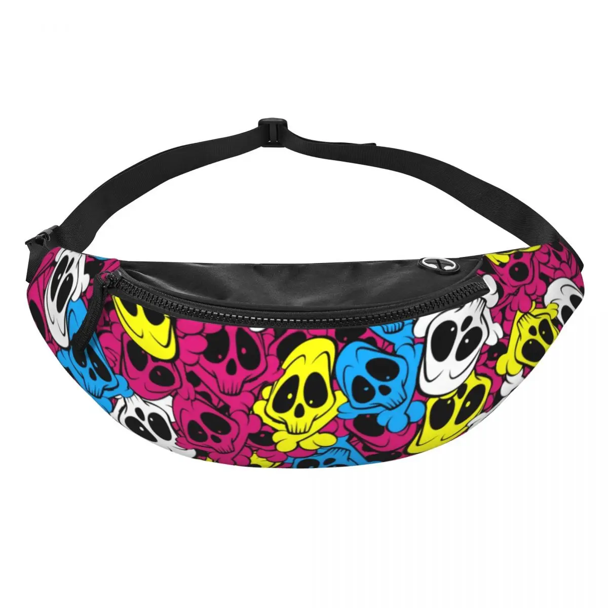 Fashion Scary Skull Skeleton Fanny Pack for Cycling Camping Women Men Halloween Goth Crossbody Waist Bag Phone Money Pouch