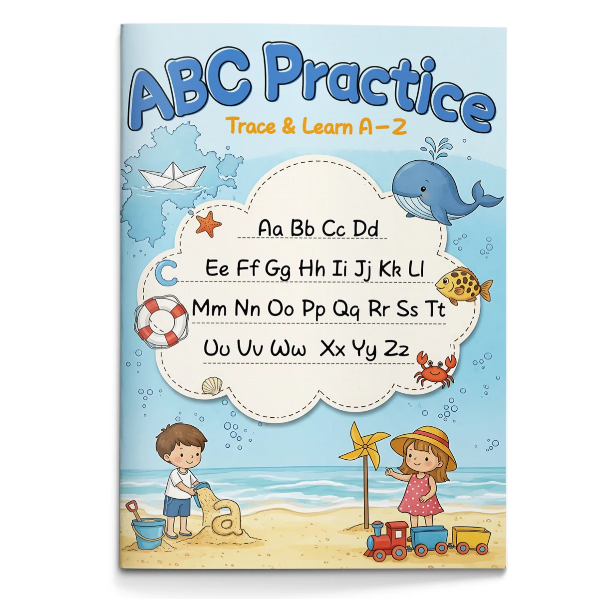 Children's alphabet coloring book, cute cartoon patterns, preschool early education workbook, boost your baby's hands-on skills