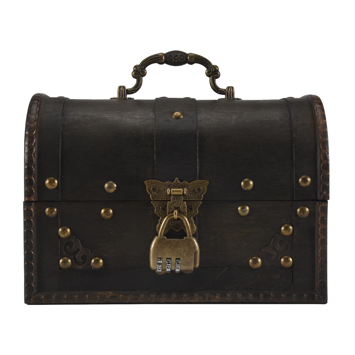 

A27U популярный шикарный деревянный пиратский ящик для хранения ювелирных изделий, чехол-держатель, винтажный сундук с сокровищами для деревянного органайзера, большой