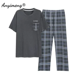 Herren-Pyjama aus Modal, L-5XL, groß, Sommer, cool, kurze Ärmel, Nachtwäsche für Jungen, trendig, minimalistisch, lässig, elegante Herren-Nachtwäsche