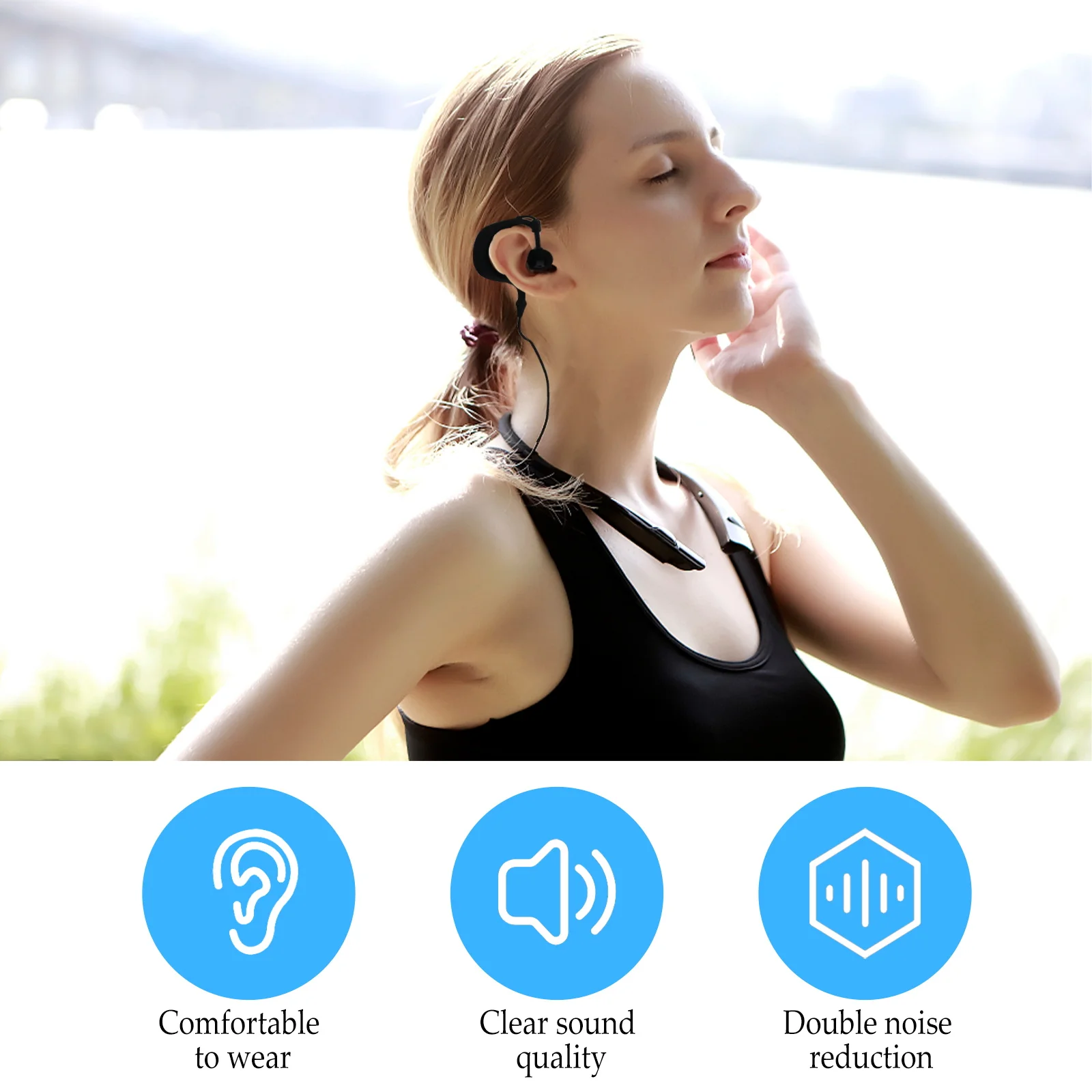 

1 pc Walkie Headset Wired Intercom Earpiece 2 Hands Free Security Hotel Restaurant Warehouse Supermarket Use