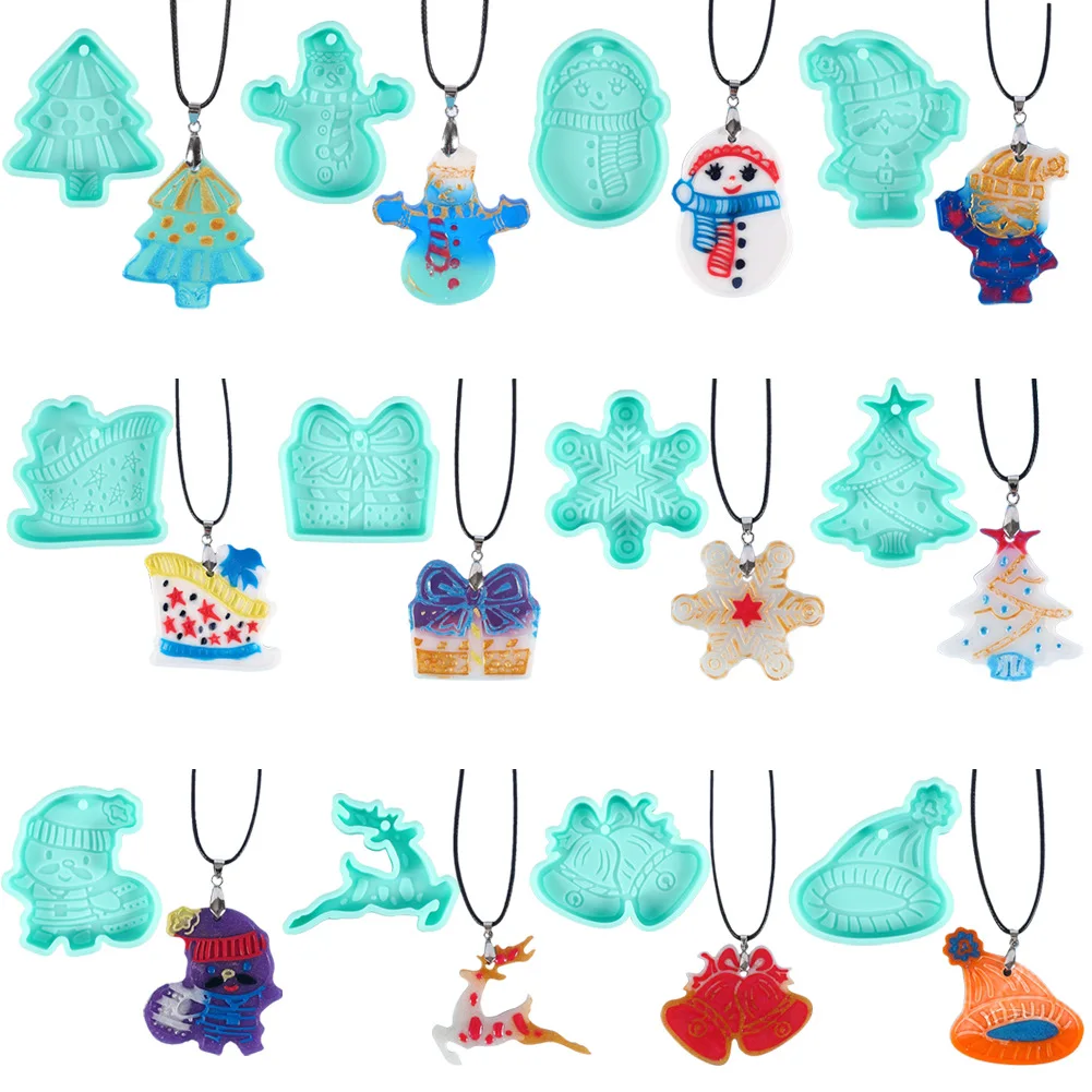 New Year Resin Molds For DIY Pendant Jewelry Small Christmas Tree Elk Silicone Mold Crystal Epoxy Resin Mold Craft Supplies