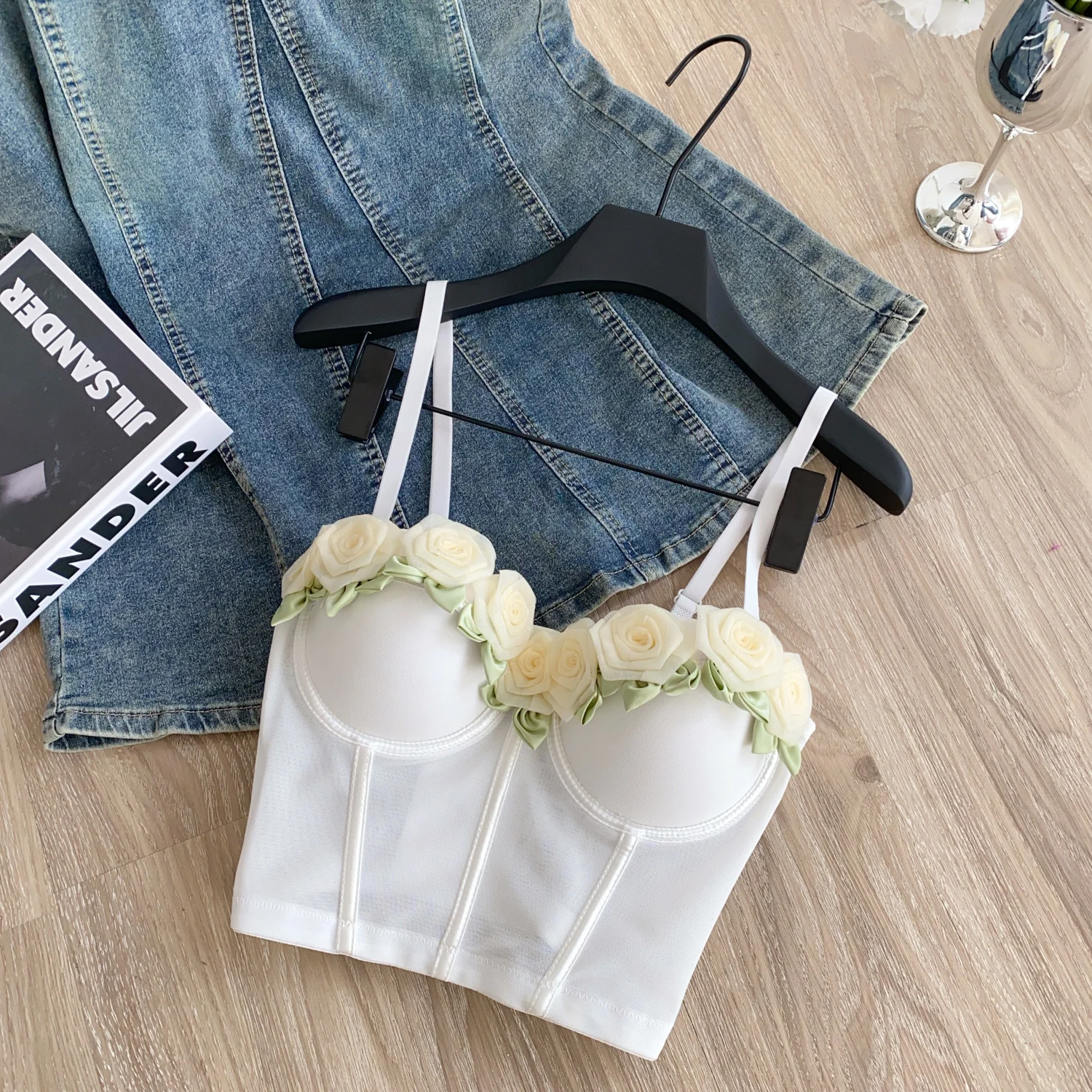 

Sexy Slim floral sleeveless Chic Korean Camis Tank Top Fashion Off Shoulder Summer Women Clothing
