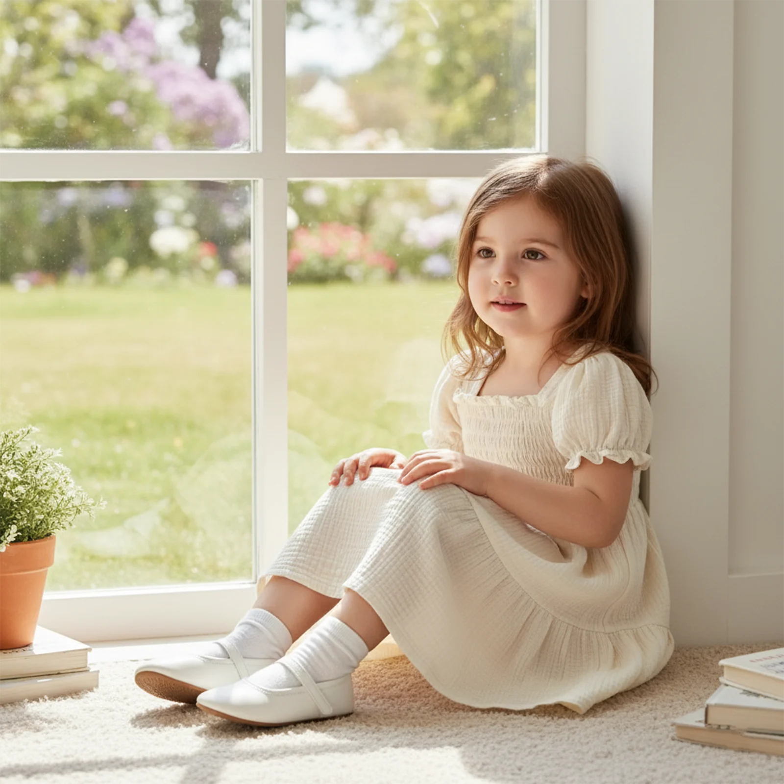 ملابس الأطفال الصغار فستان صيفي للفتيات بأكمام قصيرة منتفخة ورقبة مربعة على شكل حرف A فساتين الأميرة #3