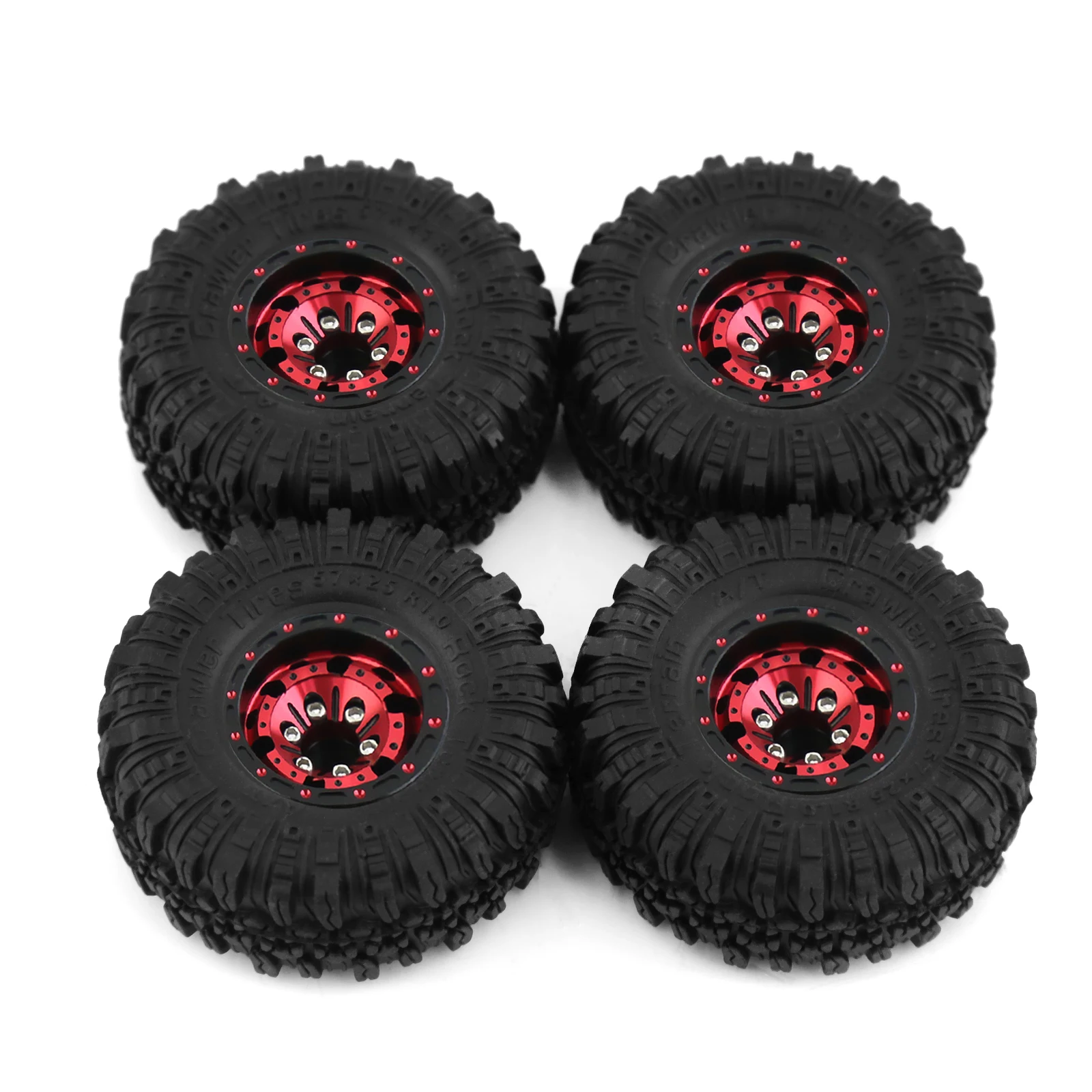 1.0 Ruote e pneumatici Beadlock 4 pezzi Cerchio in alluminio per RC Crawler Axial SCX24 Gladiator Bronco C10 Catenaccio AX24 TRX4M FCX24