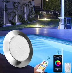 Luces subacuáticas RGB para piscina, 12V, IP68, LED, 12W, 18W, 25W, 35W, control por aplicación móvil, decoración de fiesta, fuente lampleda