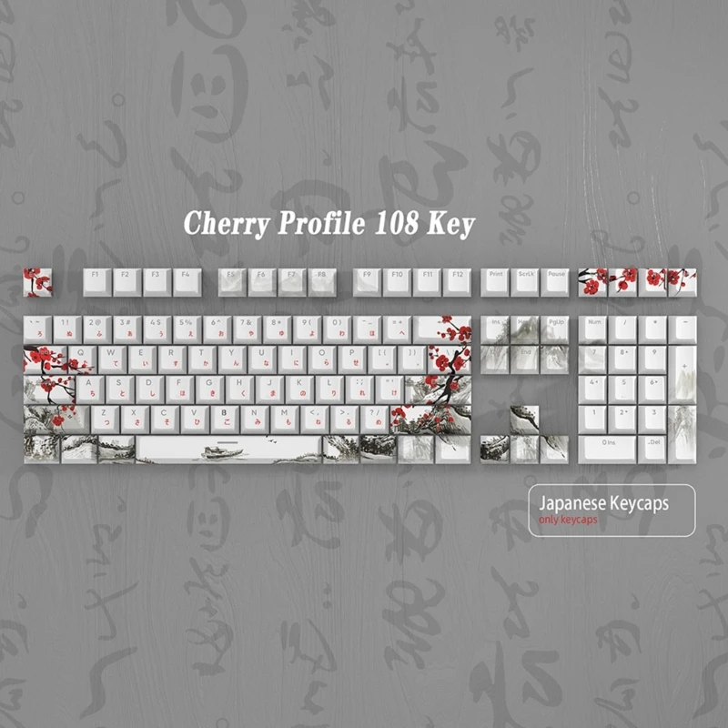 Imagem -05 - Teclas Keycaps Flor Ameixa Mecânica Keycap Oem Pbt Russo Coreano Japonês Dropship 108