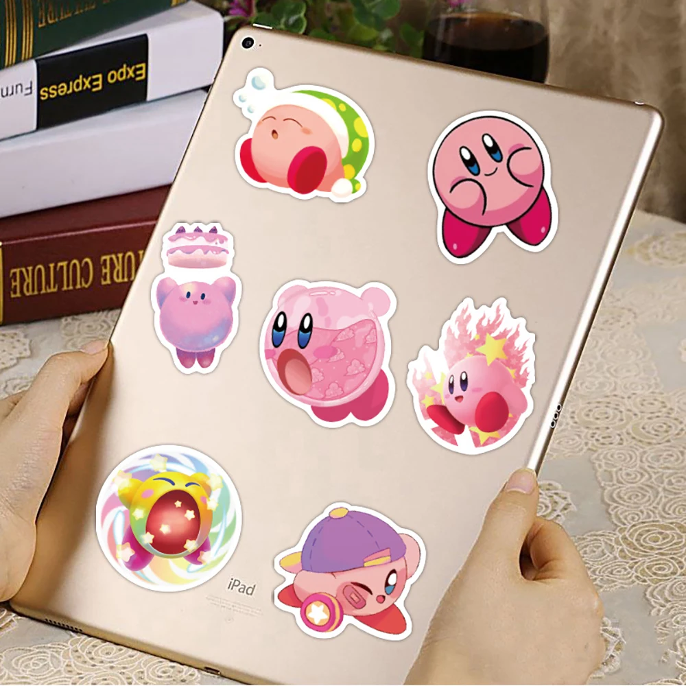 50PCS Pink Kirby Cute Cartoon Sticker Notebook Waterproof Graffiti Stickers Decoration Supplies