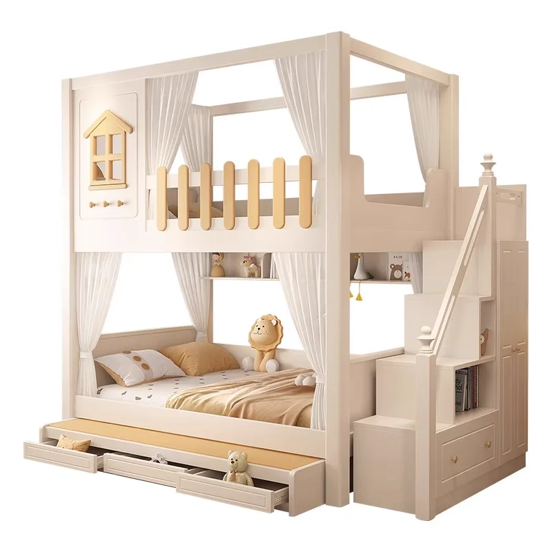 

Children's bunk bed, bunk bed, teen parallel bed, 1.5m sub-mother bed, same width solid wood bunk bed, loft bed