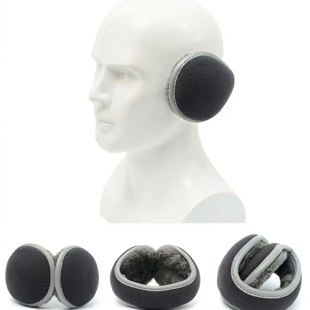 Winter Mens Fleece Ear Muffs Foldable Thermal Adjustable Windproof Cold Weather Ear Protectors For Outdoor Walking
