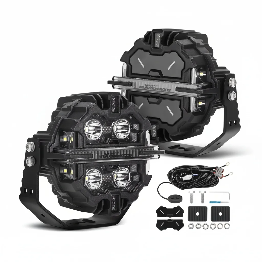 LED Fog Headlights, 5 inch 212W Driving Lights, White Amber DRL RGB, Die-cast Aluminum Work Lamp for Off-road 4X4 SUV