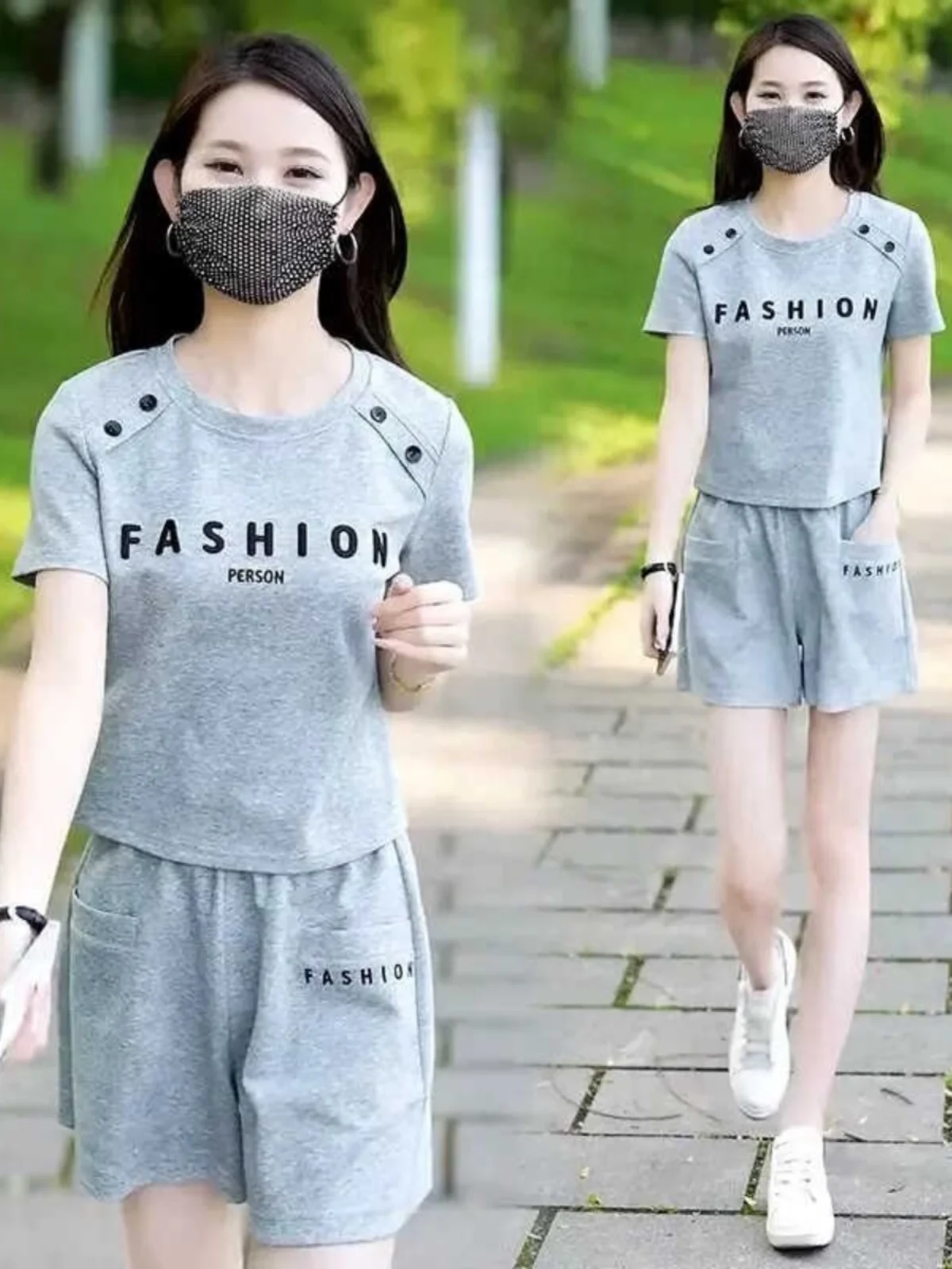 

Fashionable Casual Sportswear Set Women's Summer New Style Age-Defying Short Sleeve Top Wide Leg Pants Two-Piece Set